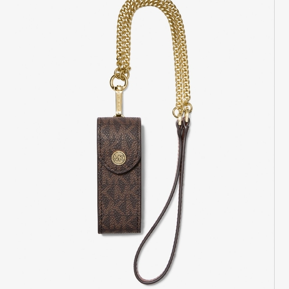 Michael Kors Other - New Michael Kors Brown lipstick Holder with Gold Chain